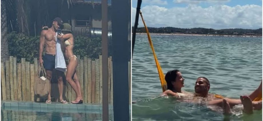 Jade Picon e André Lamoglia compartilham momentos românticos em viagem à praia