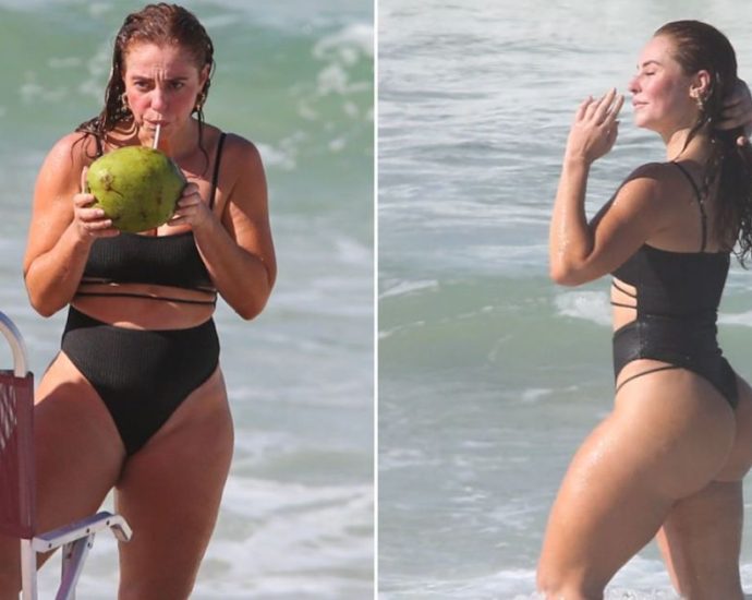 Paolla Oliveira é flagrada aproveitando dia de praia no Rio de Janeiro